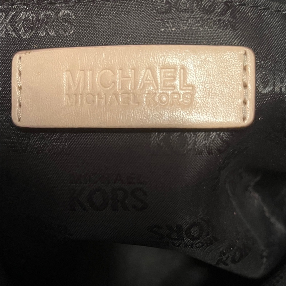 Michael Kors Shiny Black MK Tote with Camel Straps - Picture 8 of 12